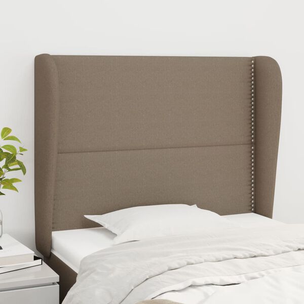 vidaXL Hoofdbord met randen 103x23x118/128 cm stof taupe