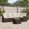 vidaXL Tuin Sofa Set met kussen 6 pcs Bruin en wit Poly riet