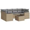 vidaXL 7-delige Loungeset met kussens poly rattan beige