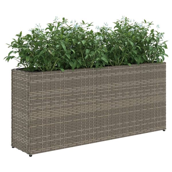 vidaXL Plantenbakken met 2 potten 2 st 90x20x40 cm poly rattan grijs