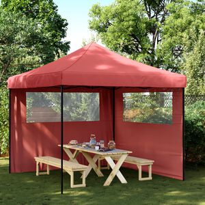 vidaXL Partytent inklapbaar pop-up met 2 zijwanden bordeauxrood
