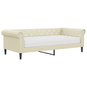 vidaXL Slaapbank met matras 90x200 cm kunstleer cr&egrave;mekleurig