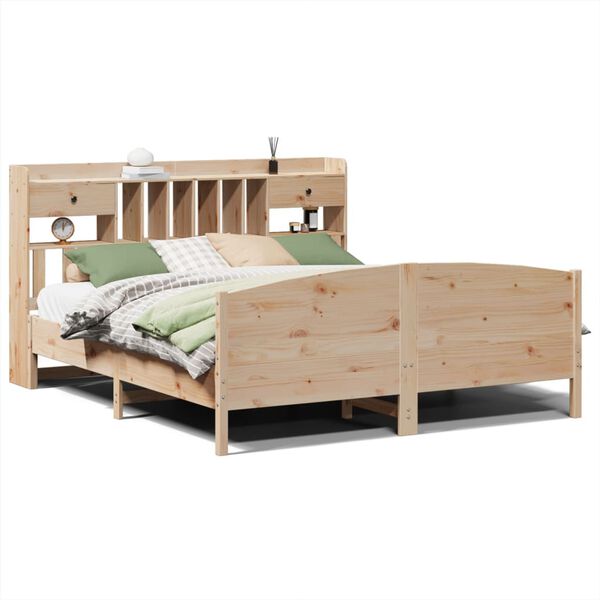 vidaXL Bed met boekenkast zonder matras massief grenenhout 180x200 cm