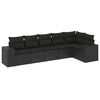 vidaXL 6-delige Loungeset met kussens poly rattan zwart