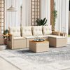 vidaXL 6-delige Loungeset met kussens poly rattan beige