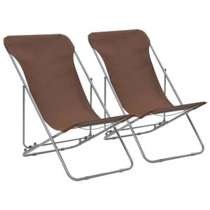 vidaXL Opklapbare stoelen, 2 stuks, staal en Oxford-stof, bruin.