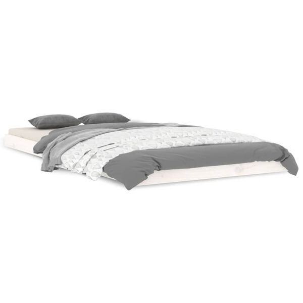 vidaXL Bedframe massief grenenhout wit 100x200 cm