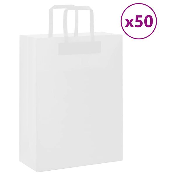 vidaXL Papieren zakken 50 st met hengsels 26x12x35 cm wit