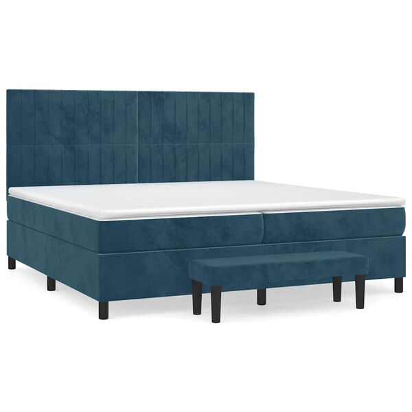 vidaXL Boxspring met matras fluweel donkerblauw 200x200 cm