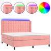 vidaXL Boxspring met matras en LED fluweel roze 160x200 cm