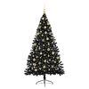 vidaXL Kunstmatig Voorverlicht Kerstboom met 300 LED Zwart 180 cm PVC