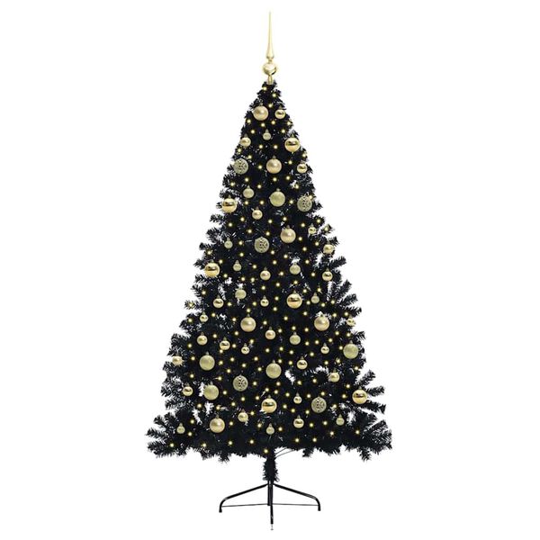 vidaXL Kunstmatig Voorverlicht Kerstboom met 300 LED Zwart 180 cm PVC