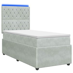 vidaXL LED Boxspring Bed met Matras Lichtgrijs 80 x 200 cm Fluweel