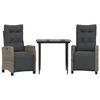 vidaXL 3-delige Tuinset met kussens poly rattan grijs