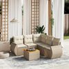 vidaXL 6-delige Loungeset met kussens poly rattan beige