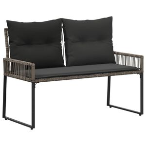 vidaXL Tuinbank met kussen 4 pcs Grijs en Donkergrijs poly rattan