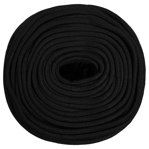 vidaXL Werktouw 8 mm 100 m polyester zwart