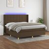 vidaXL Boxspring met matras en LED stof donkerbruin 180x200 cm