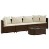 vidaXL 5-delige Loungeset met kussens poly rattan bruin