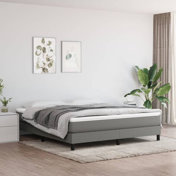 vidaXL Boxspring bed stof donkergrijs 180x200 cm