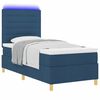 vidaXL LED Box Spring Bed met matras Blauw 80 x 200 cm Stof