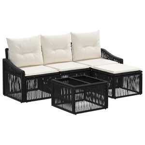 vidaXL Tuinbankenset 5 st Zwart poly rattan