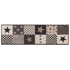 vidaXL Keuken Vloerkleed grijze sterren 150 x 45 cm 100% Polyamide
