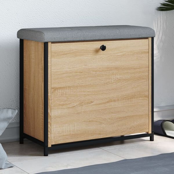 vidaXL Schoenenbankje met klaplade 62x32x56 cm sonoma eikenkleurig