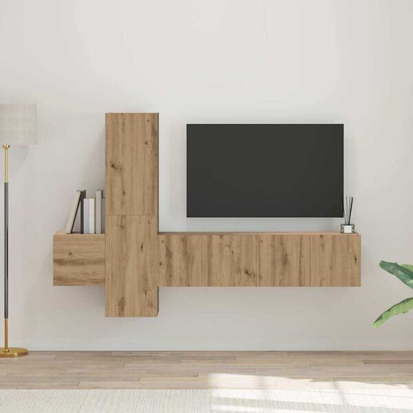 vidaXL Tv-meubelset 5 pcs artisanaal eikenkleurig 181 x 30 x 120 cm