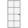 vidaXL Binnendeur 93x201,5 cm gehard glas en aluminium smal zwart