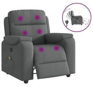 vidaXL Massagestoel in donkergrijze stof