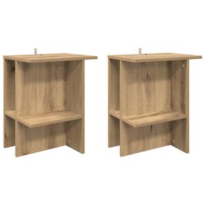 vidaXL Salontafel 2 pcs Artisanaal eiken 40 x 30 x 49 cm Bewerkt hout