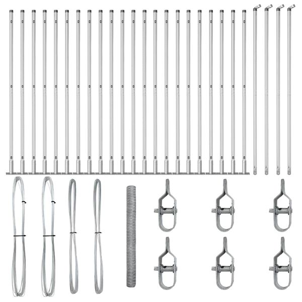 vidaXL Afrasteringspaal Zilver 50 x 1,5 m (36 mm gaas) Staal