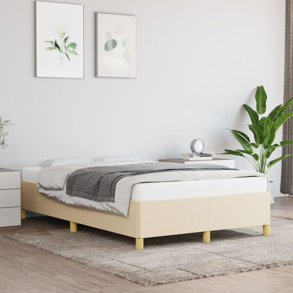 vidaXL Bedframe zonder matras 120x200 cm stof crèmekleurig