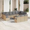 vidaXL 14-delige Loungeset met kussens poly rattan beige
