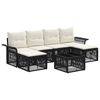 vidaXL Tuinbankenset 7 pcs Zwart poly rattan