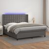vidaXL Boxspring met matras en LED kunstleer grijs 160x200 cm