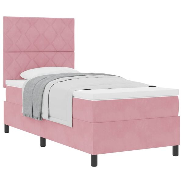 vidaXL Boxspringbed met matras met hoofdeinde Roze 100 x 200 cm Stof