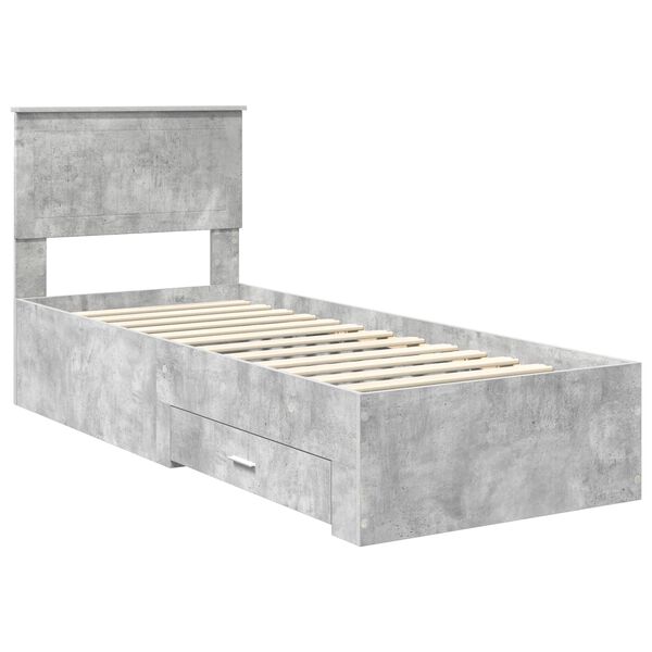 vidaXL Bedframe Beton Grijs en Zilver 70 x 190 cm Bewerkt hout