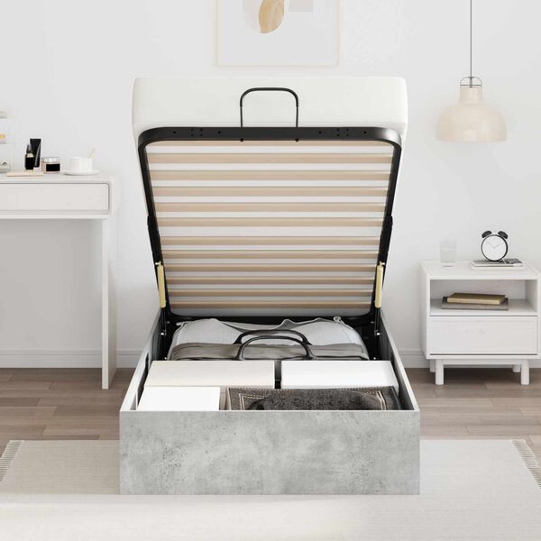 vidaXL Ottoman Bedframe Beton Grijs 100 x 200 cm Bewerkt hout