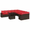 vidaXL 11-delige tuinbankset met kussens, bruin polyrotan