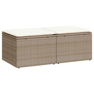 vidaXL 2-delige Loungeset met kussens poly rattan acacia beige