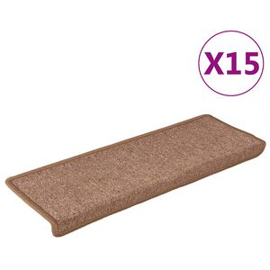 vidaXL Trapmatten 15 st 65x21x4 cm Bruin Rechthoekige Rand