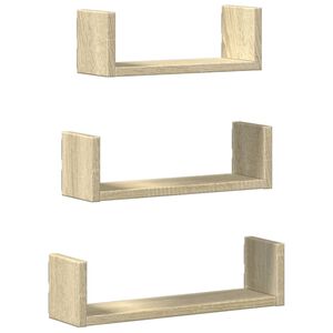 vidaXL Wandschappen 3 st bewerkt hout sonoma eikenkleurig