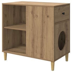 vidaXL Kattenhuis Artisanaal eiken 72 x 42,5 x 70 cm Bewerkt hout