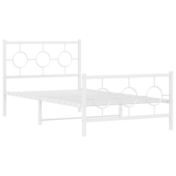 vidaXL Bedframe met hoofd- en voeteneinde metaal wit 100x200 cm