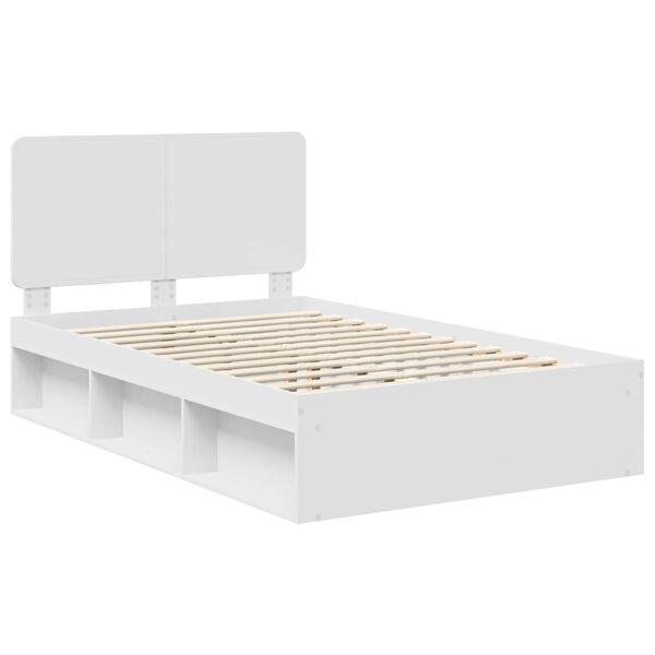 vidaXL Bedframe met hoofdeinde Wit 135 x 190 cm Massief grenenhout