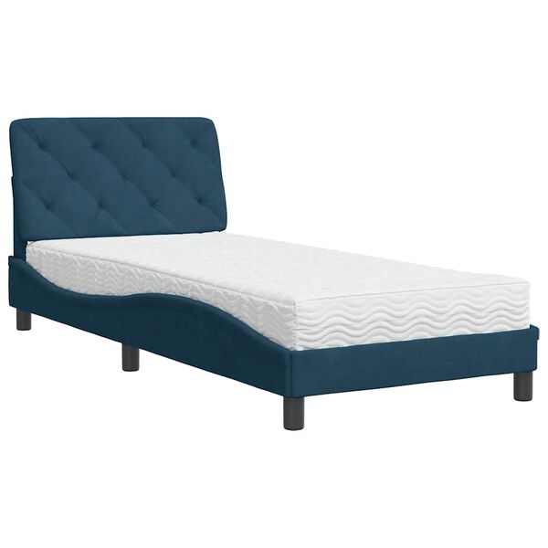 vidaXL Bed met matras fluweel blauw 90x190 cm