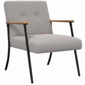 vidaXL Fauteuil Lichtgrijs Krullend Wol-achtig Stof