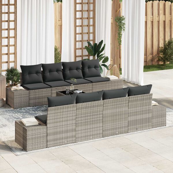 vidaXL Tuin Sofa Set met kussen 7 pcs Lichtgrijs poly rattan